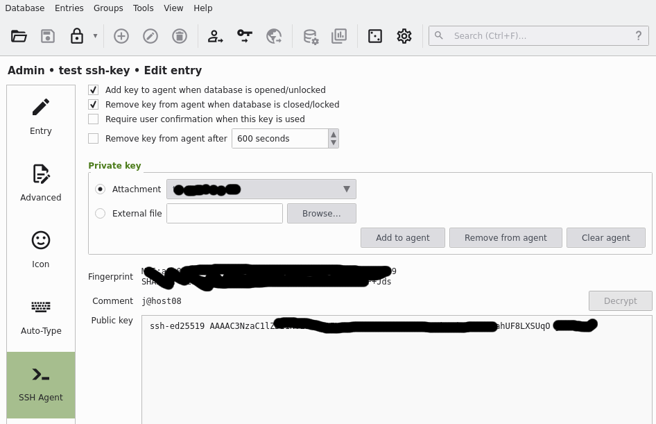 keepassxc ssh-agent
