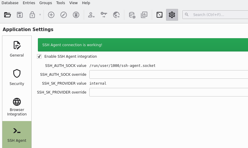 keepassxc ssh-agent